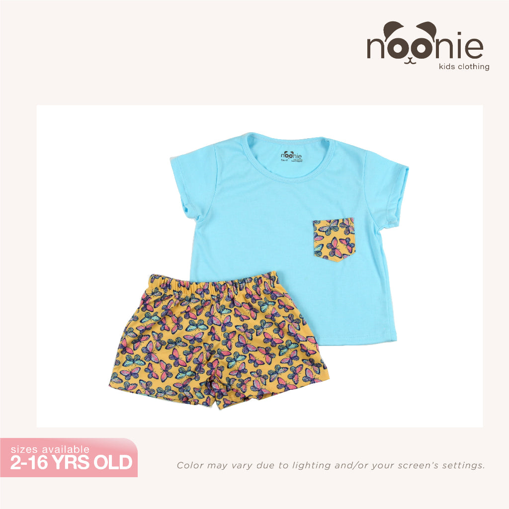Noonie- Girls Terno (2-16Y) - Cotton Crop Top & short Shorts Set - Summer Terno outfit for kids girl