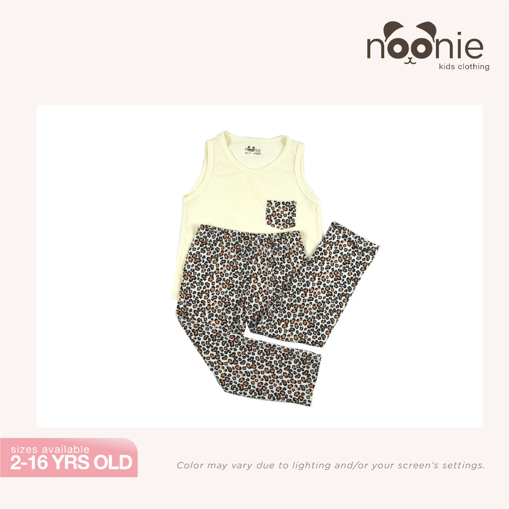 Noonie - Girls Terno (2-16Y)- Cotton Sando Tank & Pajama Set - Terno Outfit for Kids Girl - Pantulog
