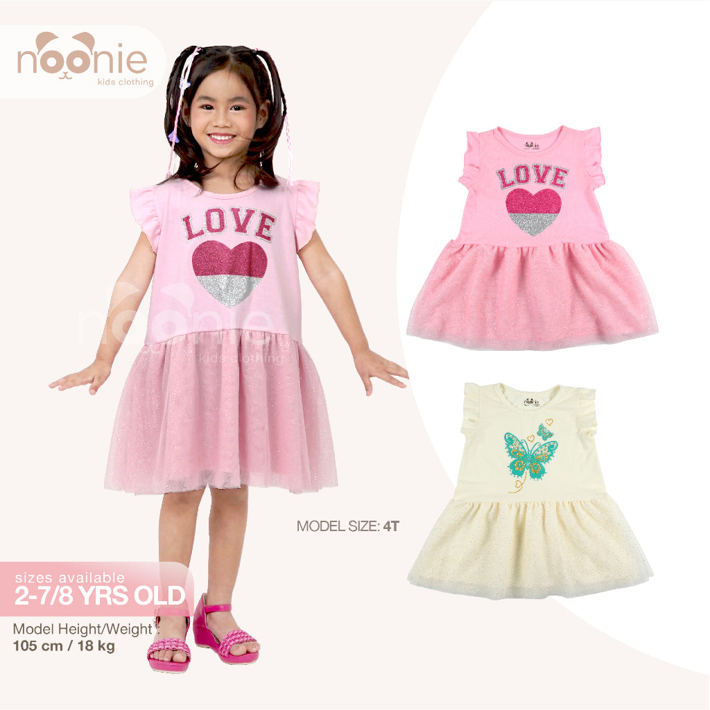 < Clearance >Noonie - Girls Tutu Dress (2-8Y) - Cotton Glittery Tulle - Outfit for Kids Girl