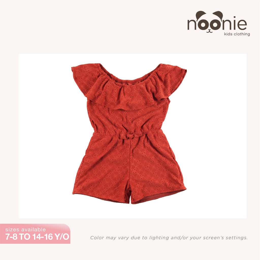 < Buy 1 Take 1 >Noonie- Girls Romper (7-16Y)- Eyelet w/ lining - Kids Outfit for Girls -Off Shoulder