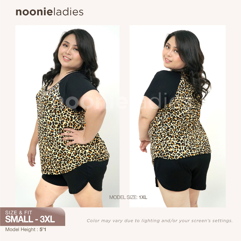 Noonie- Ladies Terno (S-3XL) - Sleepwear for Women - Stretchable Raglan T shirt & Shorts Set - Plus