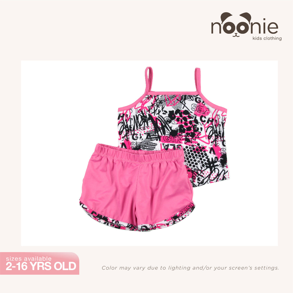 < Clearance >Noonie - Girls Terno (2-16Y)- Stretchable Cami Sando Tank & Dolphin Shorts Set