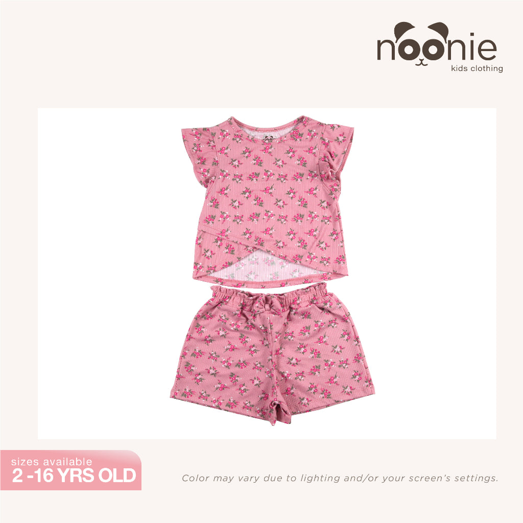 < Clearance >Noonie - Girls Set (2-16Y) - Crop Top Paperbag waist shorts Set