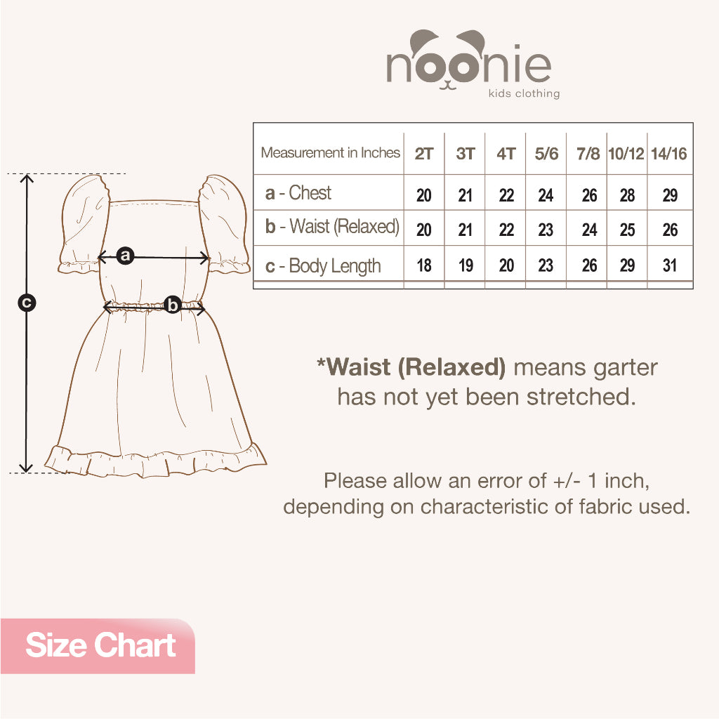 Noonie- Girls Dress (2-16Y)- Eyelet w/ lining - Kids Outfit for Girls -Puff Sleeves - Summer Beach