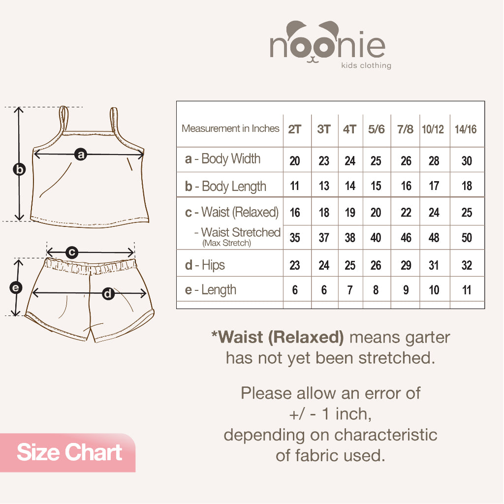 < Clearance >Noonie - Girls Terno (2-16Y)- Stretchable Cami Sando Tank & Dolphin Shorts Set