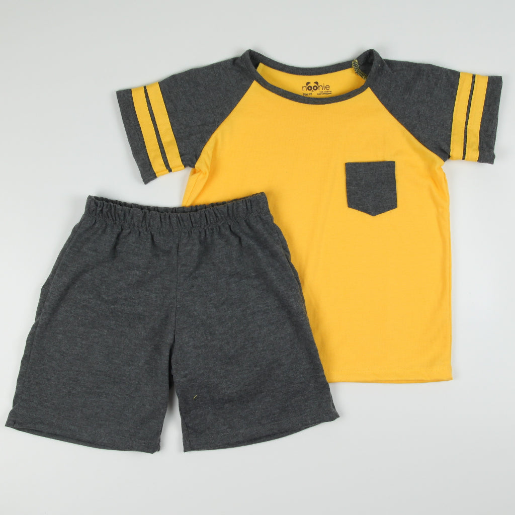 < Clearance > Noonie - Boys Terno (2-16Y)- Cotton Raglan Shirt & Shorts Set