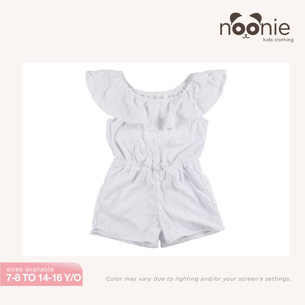 < Buy 1 Take 1 >Noonie- Girls Romper (7-16Y)- Eyelet w/ lining - Kids Outfit for Girls -Off Shoulder