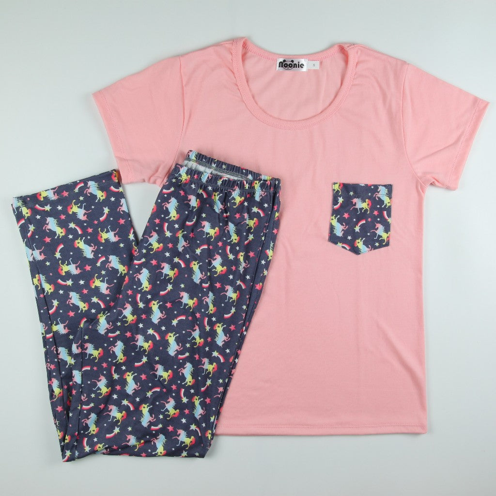 Noonie - Ladies Terno (S-2XL) - Cotton T shirt & Pajama Set - Sleepwear for Women - Plus Size