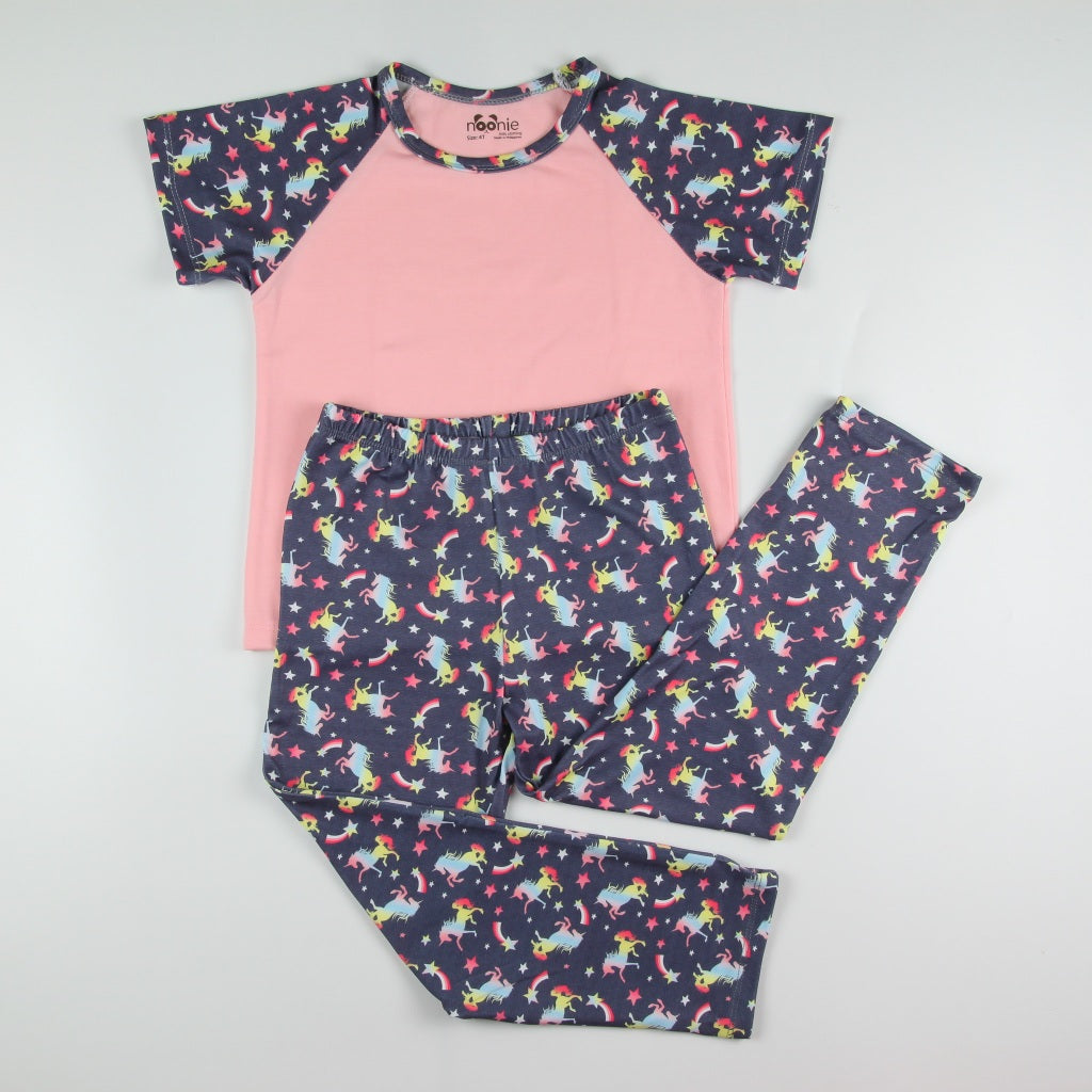 Noonie - Girls Terno (2-16Y) - Cotton Raglan & Pajama Set - Sleepwear Terno outfit for kids girls