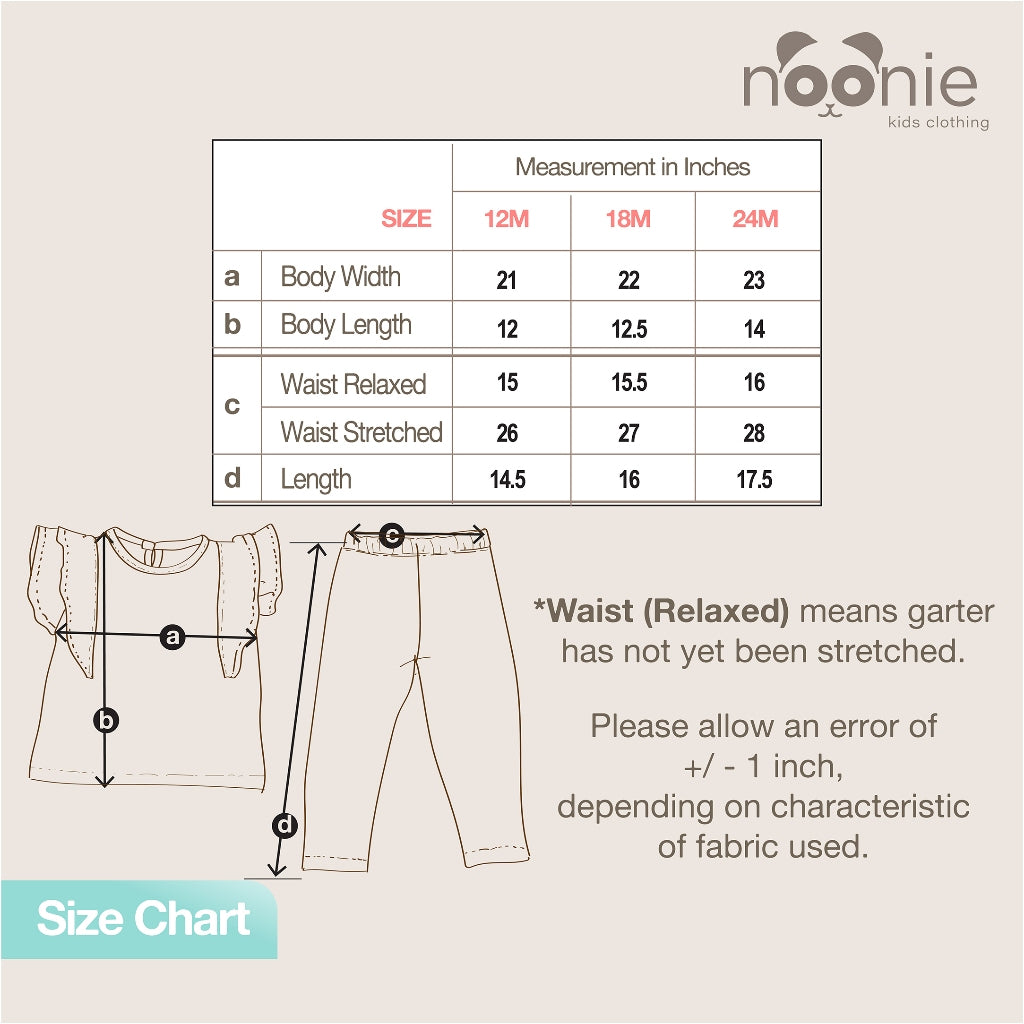 Noonie- Babies Set (12-24M) - Baby Clothes for Girl - Blouse and Leggings Set - Comfortable