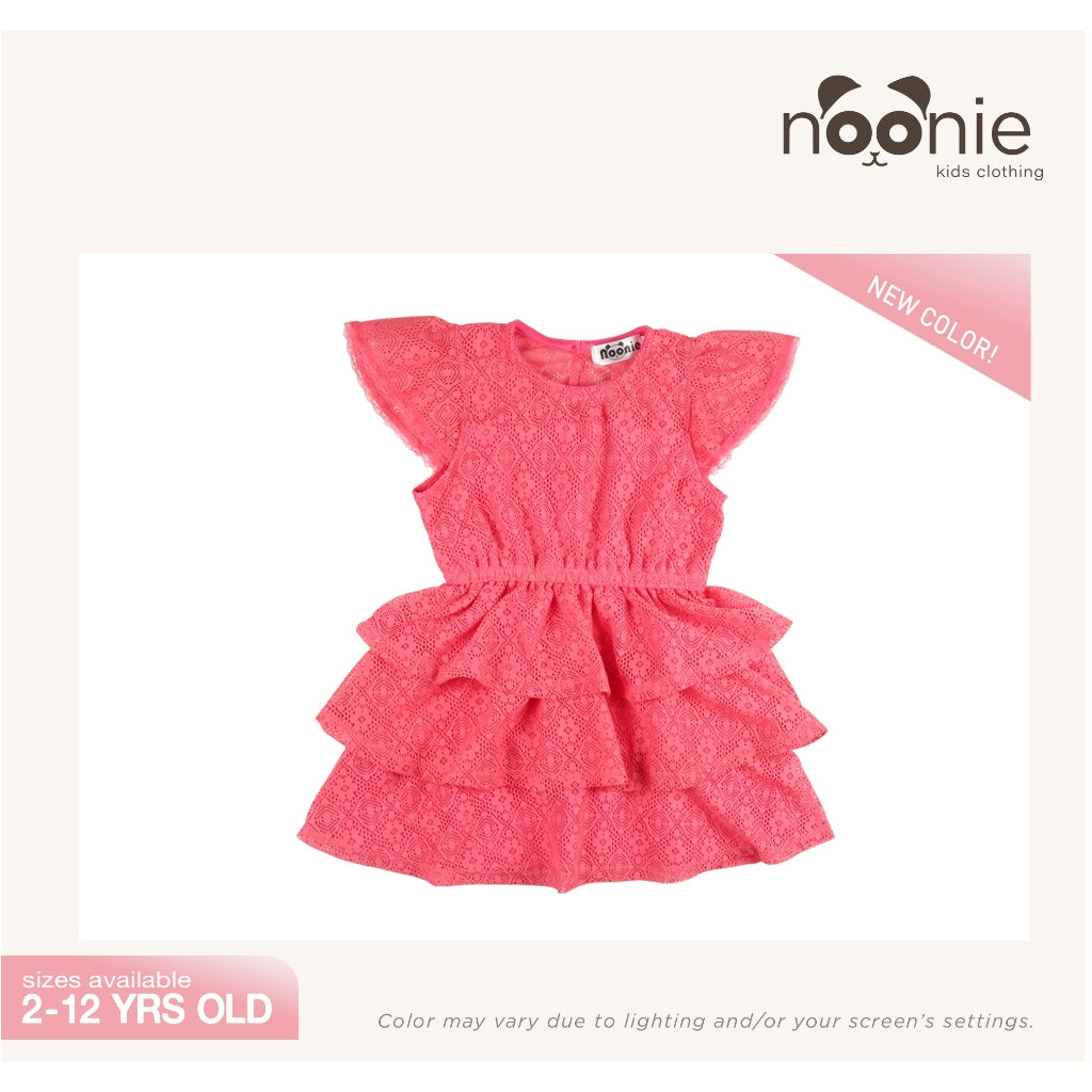 < Clearance >Noonie- Girls Dress (2-12Y)- Butterfly Sleeves w/ Layered Skirt