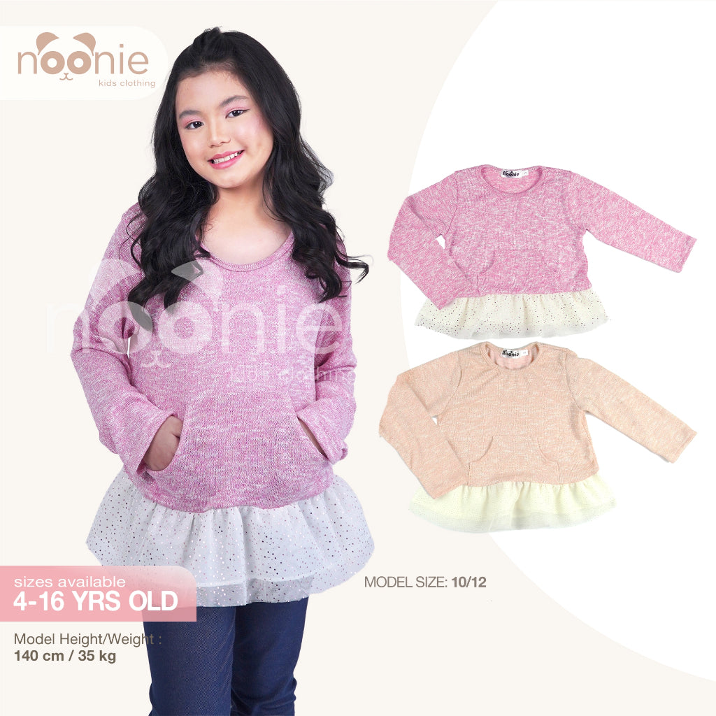 < Buy 1 Take 1 >Noonie- Girls Sweater (2-16Y) - Peplum Glittery w/ Pocket Tulle -Kids outfit jacket