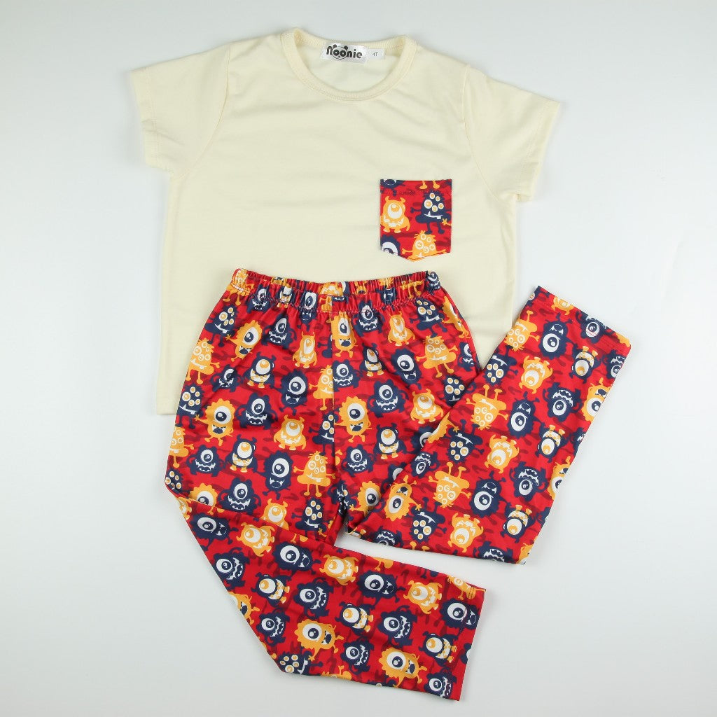 Noonie- Boys Terno (2-10Y) - Cotton T shirt & Pajama Set ( unisex )- Terno for kids boy - Quality