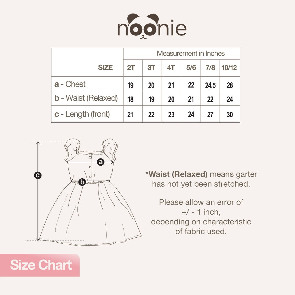 Noonie - Girls Dress (2-12Y) - Cotton Puff Sleeves - Seersucker - Kids Outfit for Girls -Comfortable