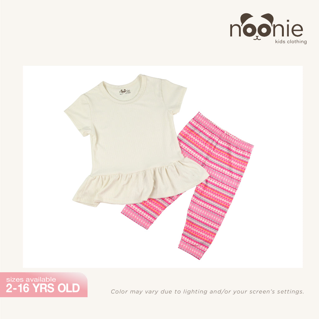 Noonie - Girls Peplum Tokong Set (2-16Y) - Peplum Shirt & Leggings Tokong - Comfortable