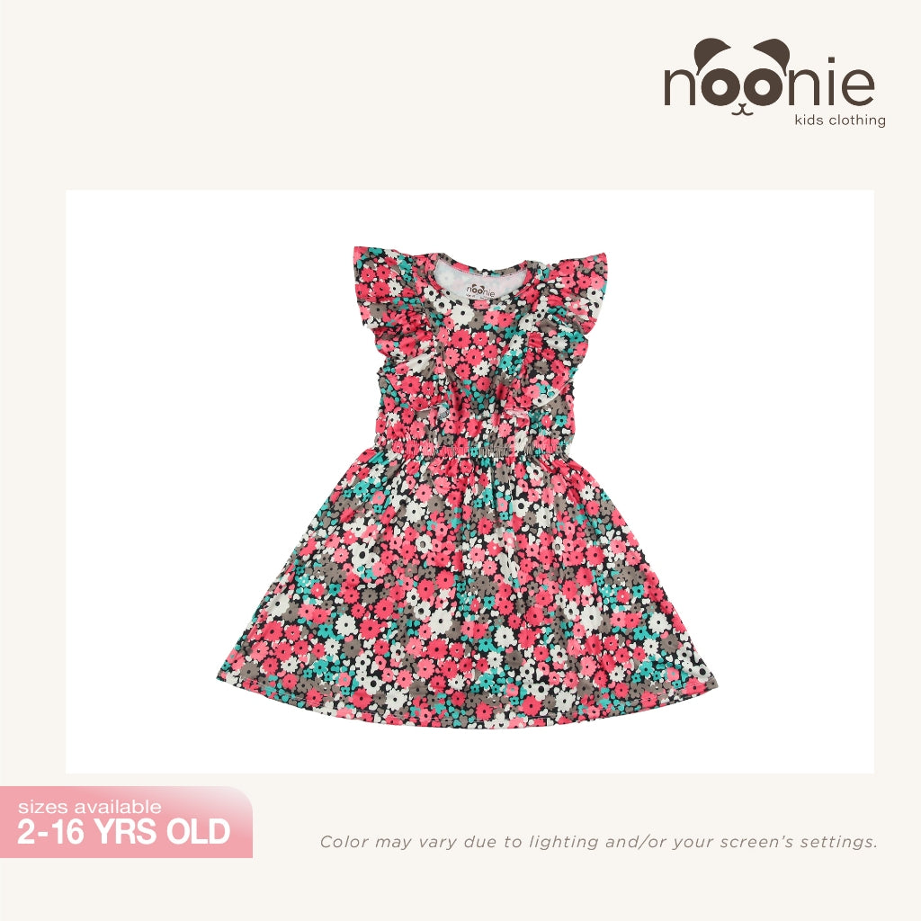 Noonie- Girls Dress (2-16Y) - Kids Dress Outfit for Girls - Ruffled Sleeves -Stretchable