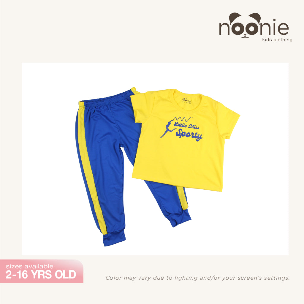 Noonie - Girls Jogger Set (2-12Y) - Cotton T-shirt & Pants- Sporty Terno Outfit for Kids Girl