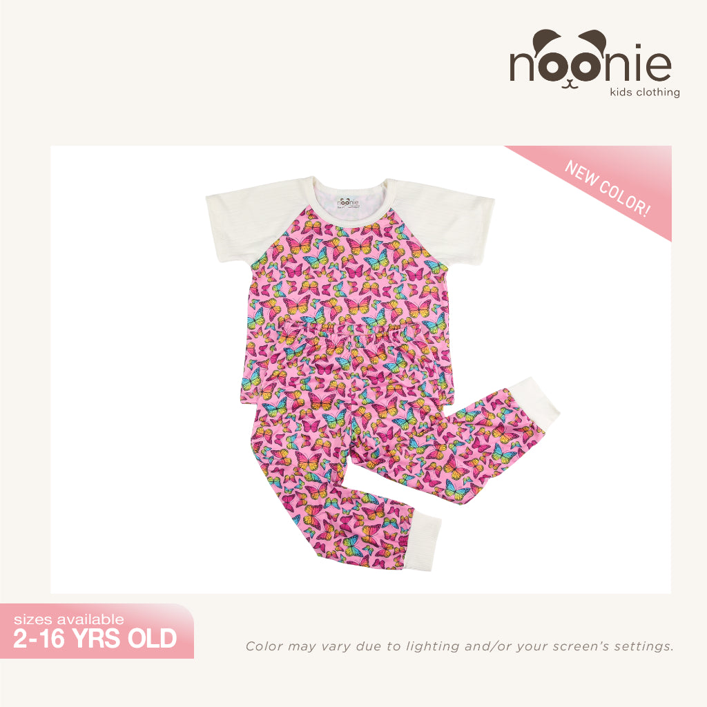 Noonie - Girls Terno (2-16Y) - Sleepwear Set for Kids Girls - Raglan Jogger Pajama - Stretchable