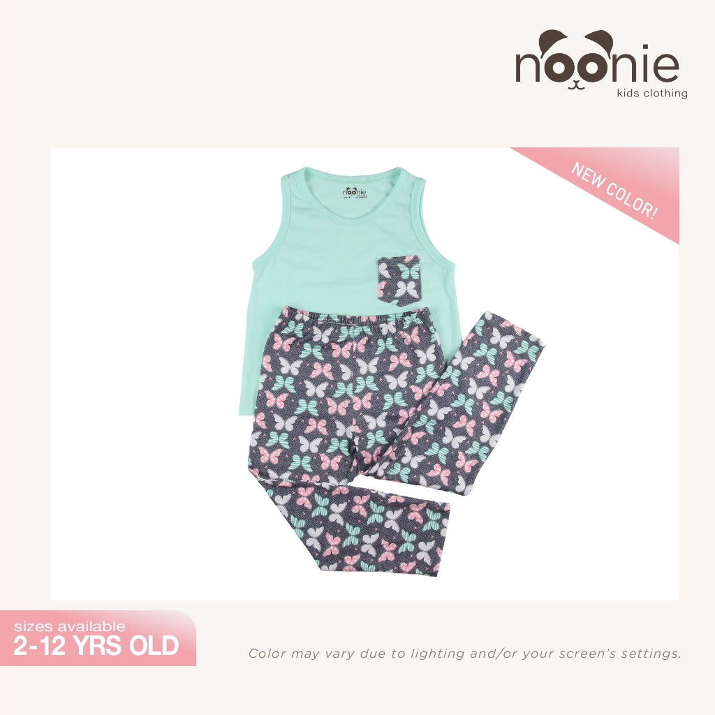 Noonie - Girls Terno (2-16Y)- Cotton Sando Tank & Pajama Set - Terno Outfit for Kids Girl - Pantulog