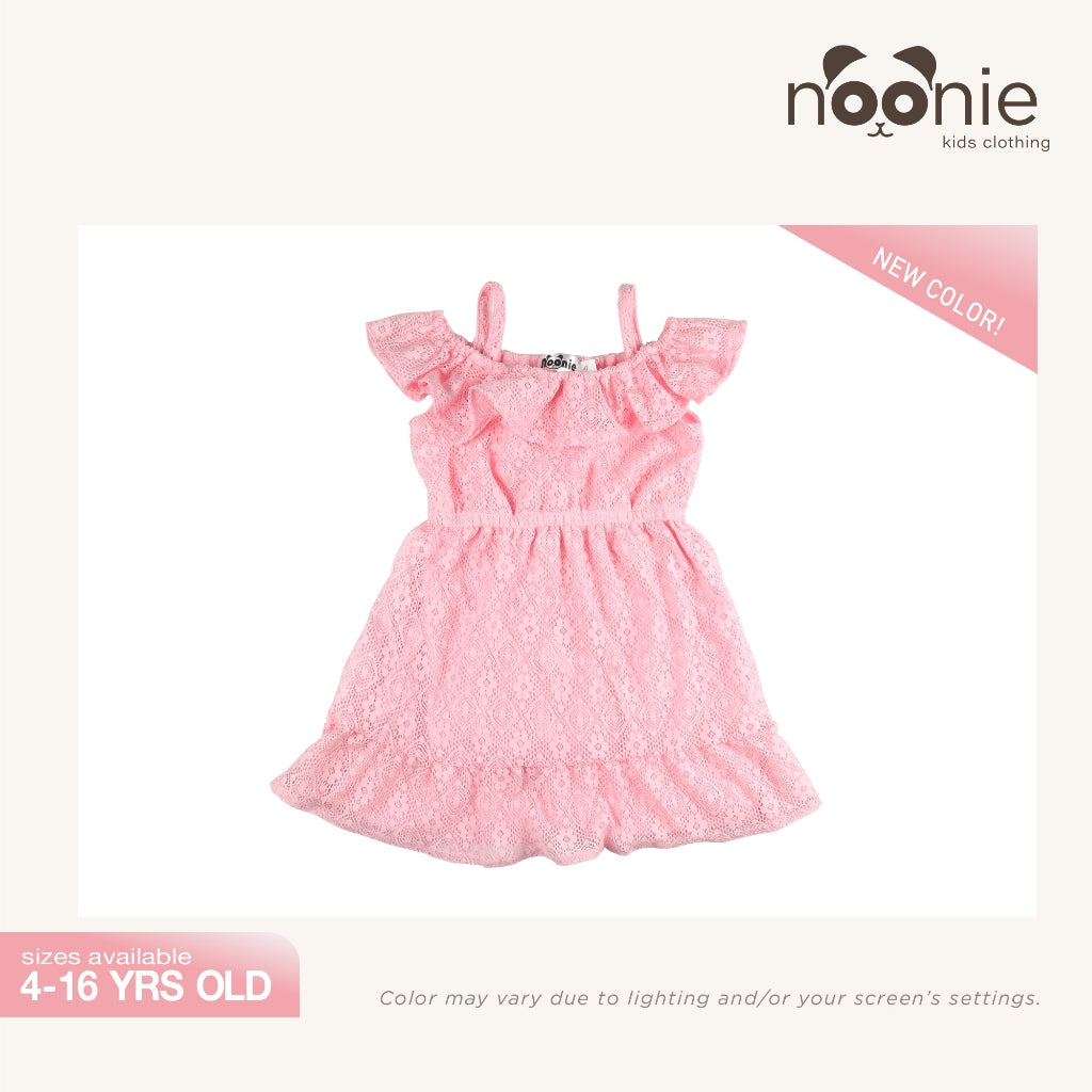< Clearance >Noonie- Girls Dress (4-16Y) - Off Shoulder and Ruffled Skirt