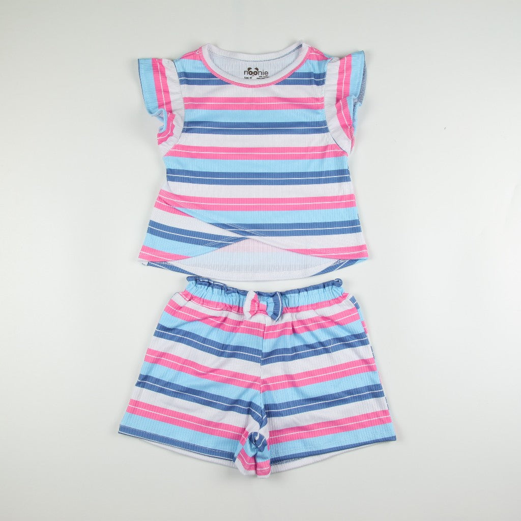 < Clearance >Noonie - Girls Set (2-16Y) - Crop Top Paperbag waist shorts Set