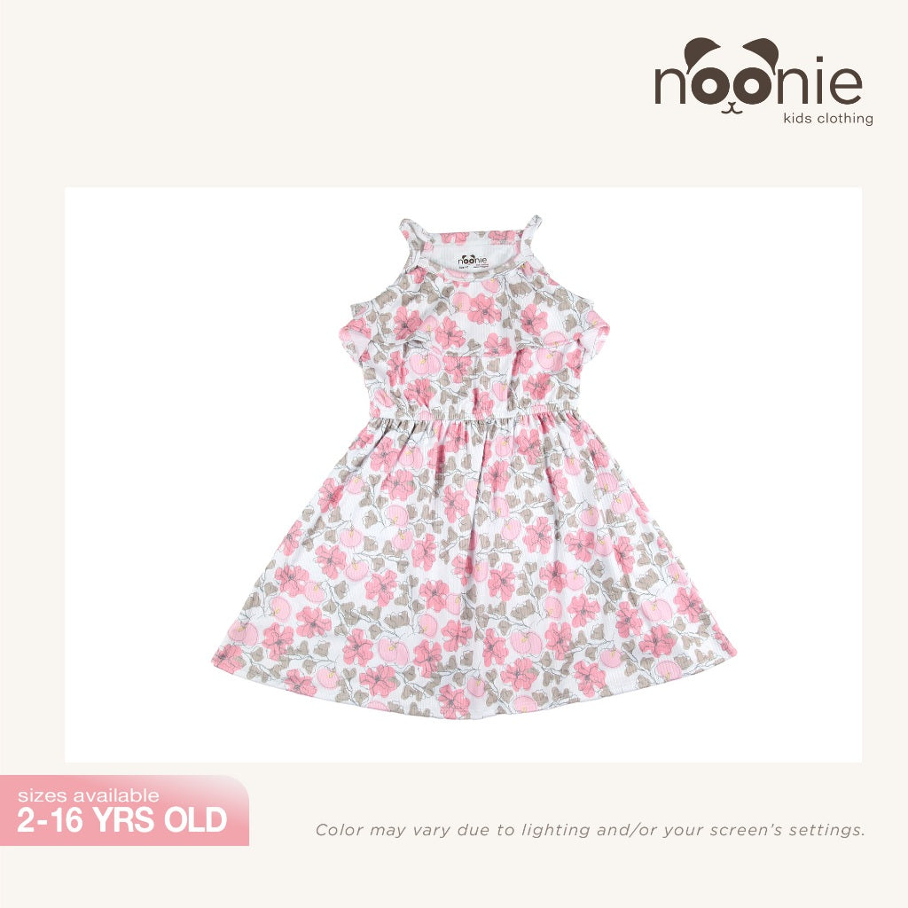 Noonie - Girls Halter Dress (2-16Y) - Kids Outfit for Girls - Butterfly Flowers Ruffle Party Dress