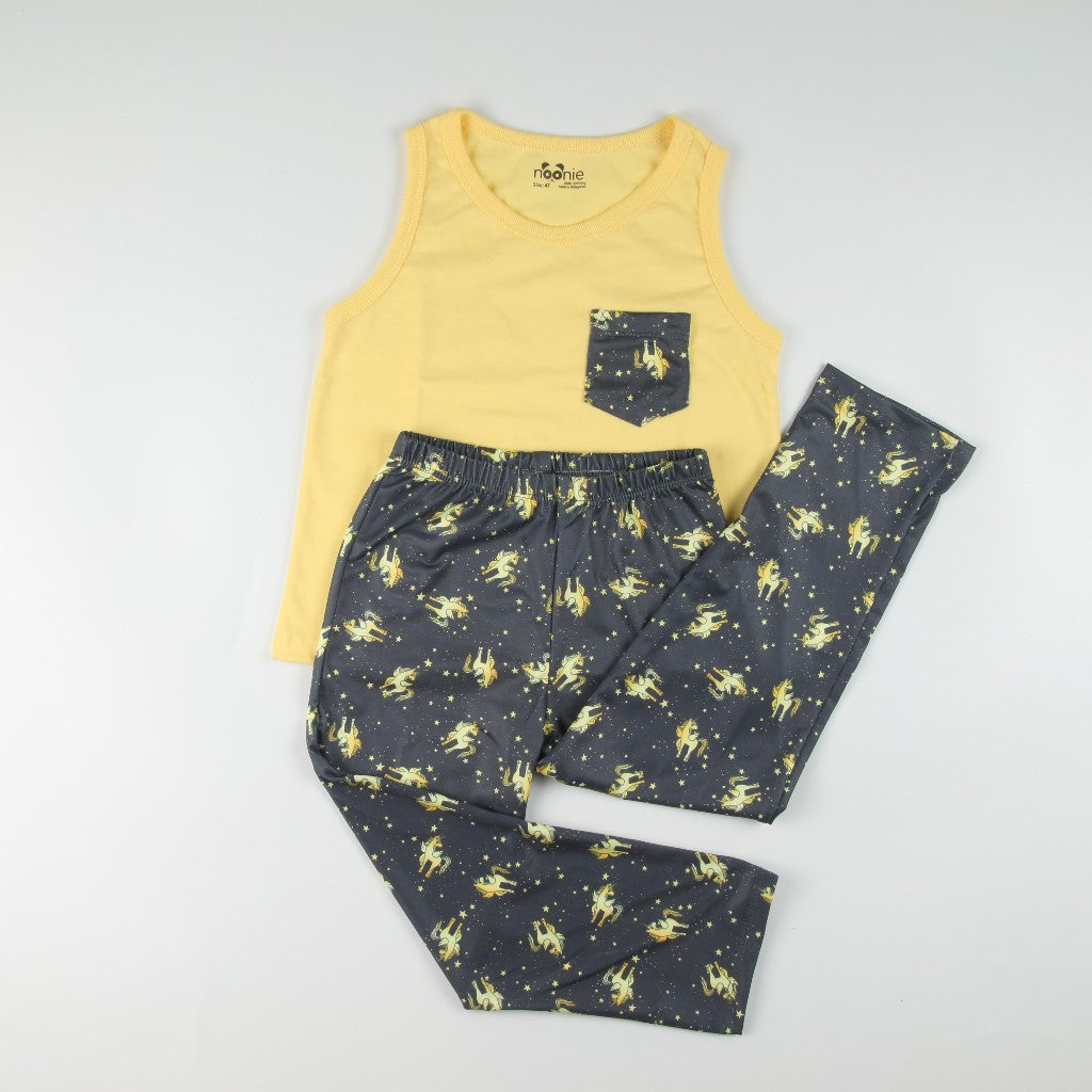 Noonie - Girls Terno (2-16Y)- Cotton Sando Tank & Pajama Set - Terno Outfit for Kids Girl - Pantulog