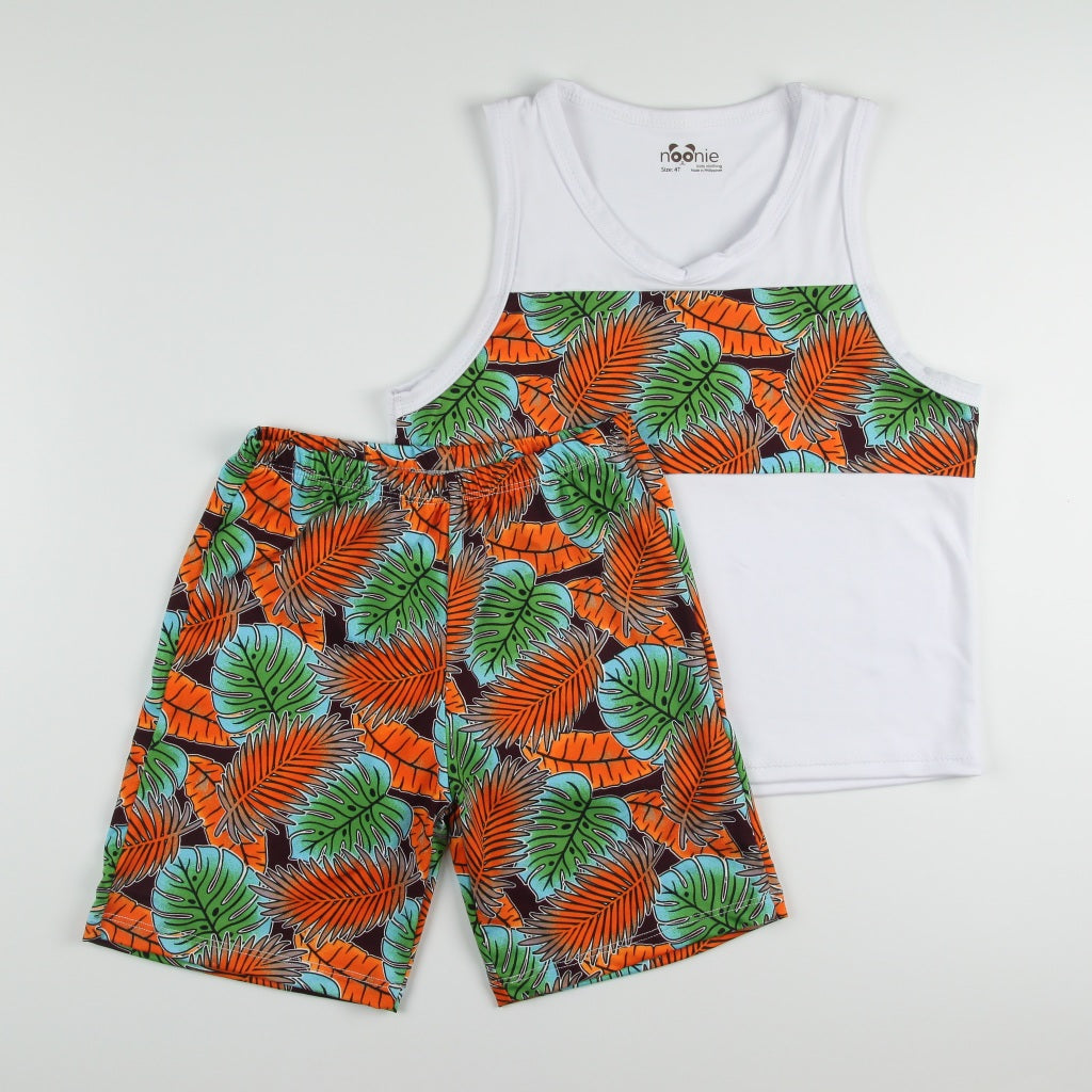 Noonie - Boys Terno (2-16Y)- Sando and Shorts Set Stretchable - Terno Sando for Kids Boys