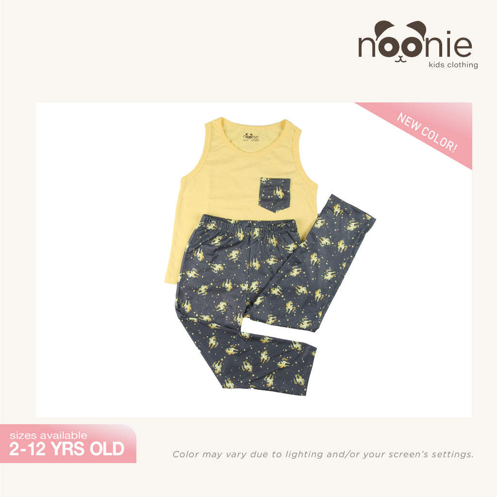 Noonie - Girls Terno (2-16Y)- Cotton Sando Tank & Pajama Set - Terno Outfit for Kids Girl - Pantulog