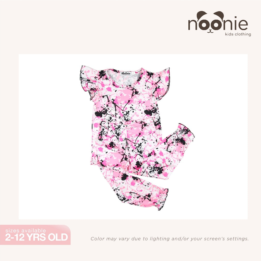 < Clearance > Noonie- Girls Terno (3-12Y) - Butterfly Sleeves & Jogger Pajama Set