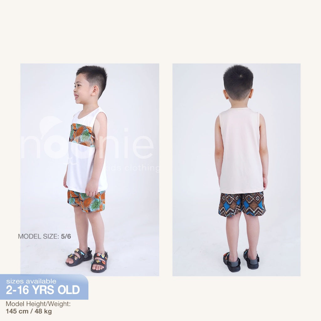 Noonie - Boys Terno (2-16Y)- Sando and Shorts Set Stretchable - Terno Sando for Kids Boys