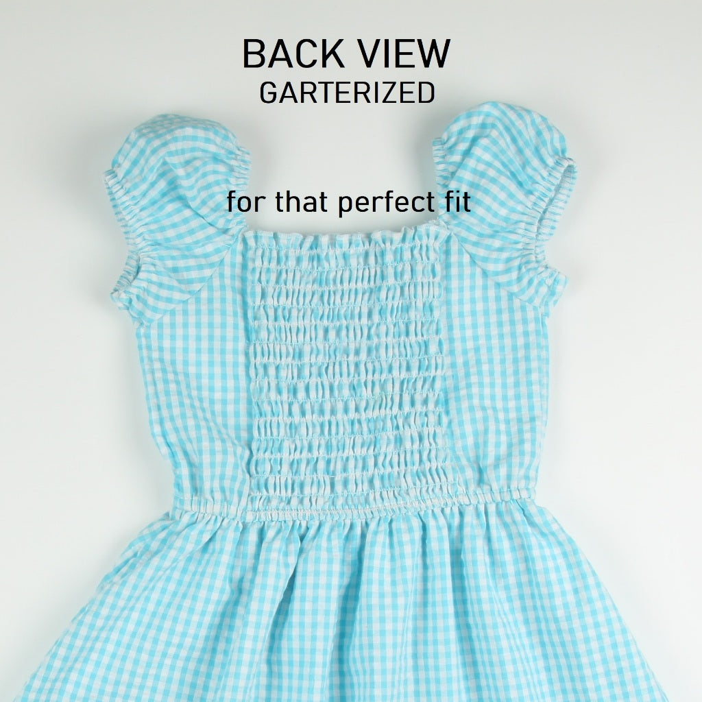 Noonie - Girls Dress (2-12Y) - Cotton Puff Sleeves - Seersucker - Kids Outfit for Girls -Comfortable