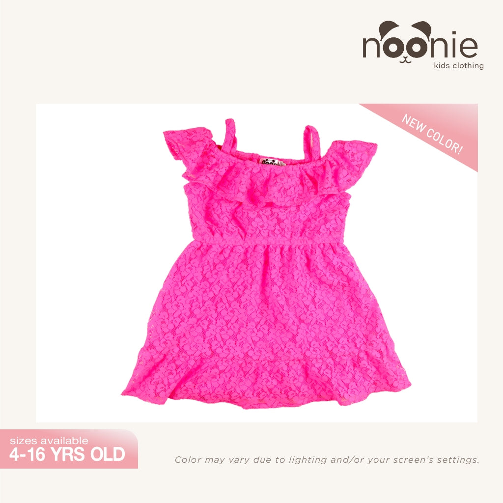 < Clearance >Noonie- Girls Dress (4-16Y) - Off Shoulder and Ruffled Skirt