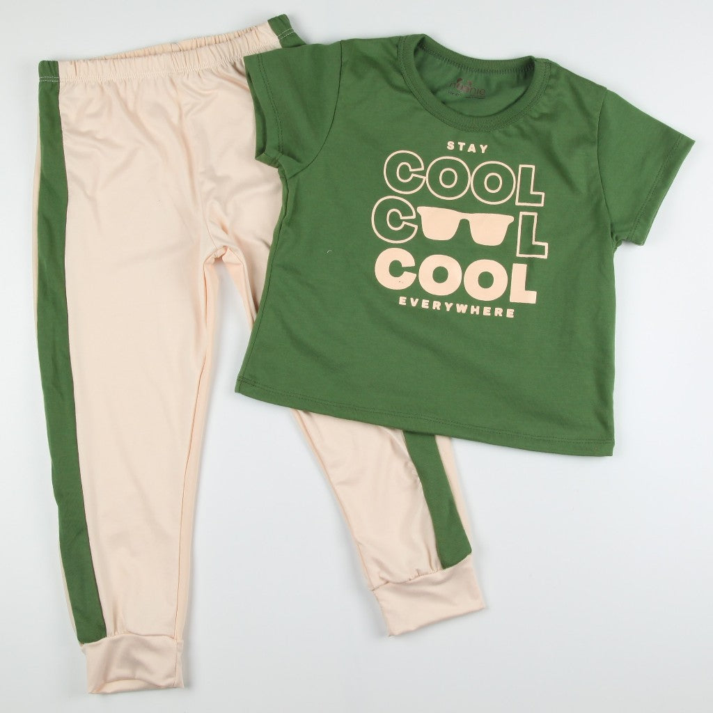 Noonie - Girls Jogger Set (2-12Y) - Cotton T-shirt & Pants- Sporty Terno Outfit for Kids Girl