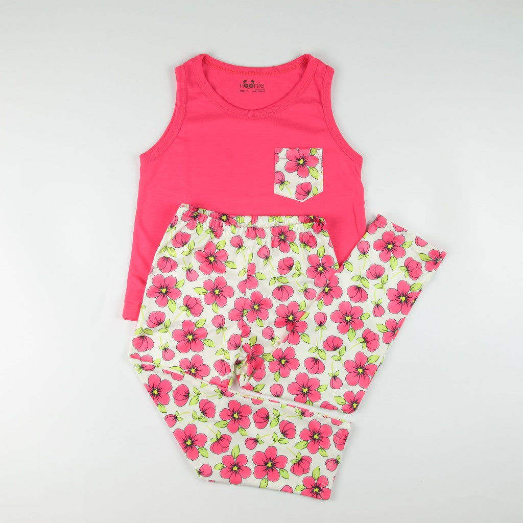 Noonie - Girls Terno (2-16Y)- Cotton Sando Tank & Pajama Set - Terno Outfit for Kids Girl - Pantulog