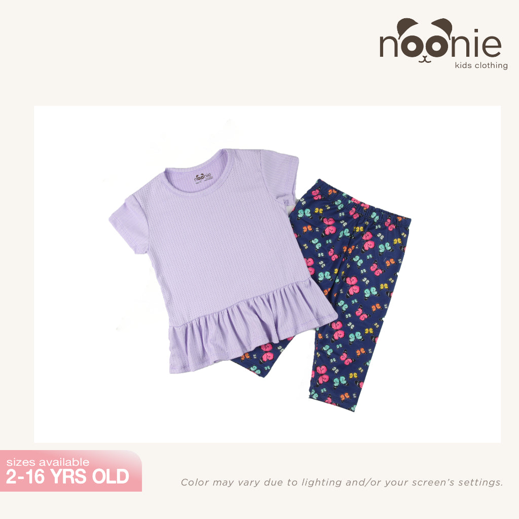 Noonie - Girls Peplum Tokong Set (2-16Y) - Peplum Shirt & Leggings Tokong - Comfortable