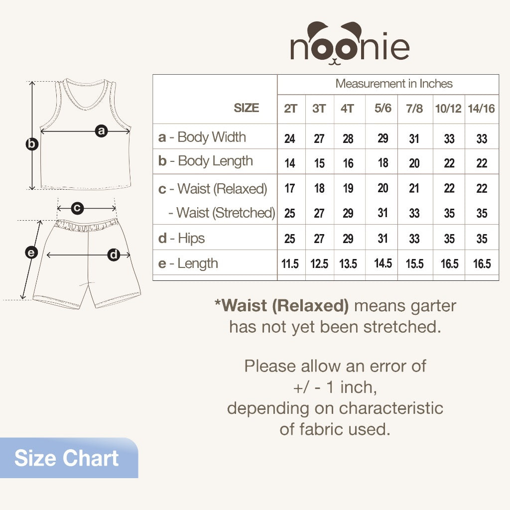 Noonie - Boys Terno (2-16Y)- Sando and Shorts Set Stretchable - Terno Sando for Kids Boys