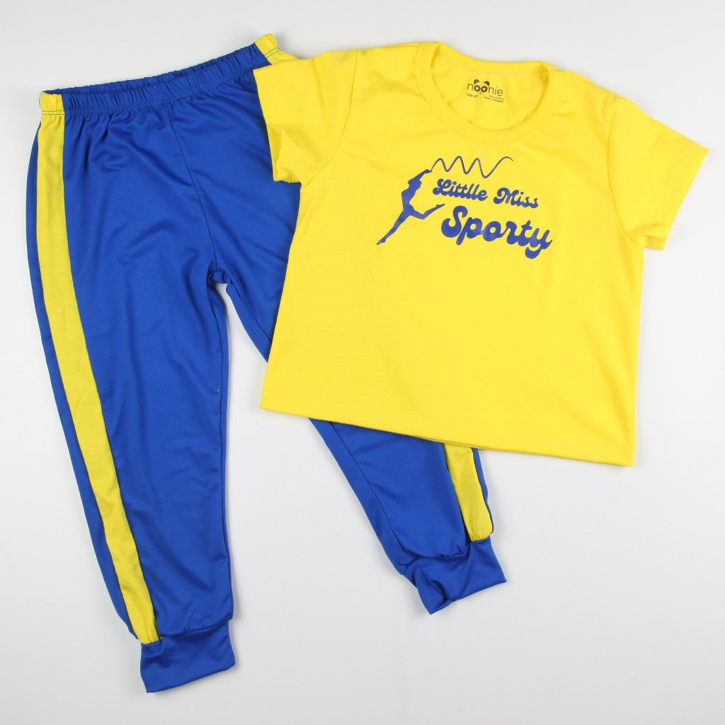 Noonie - Girls Jogger Set (2-12Y) - Cotton T-shirt & Pants- Sporty Terno Outfit for Kids Girl