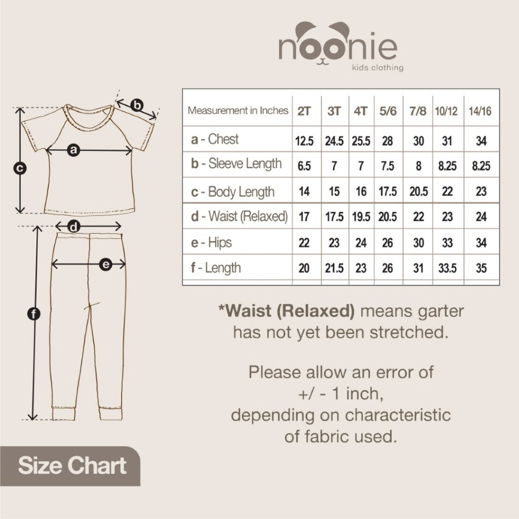 Noonie - Girls Terno (2-16Y) - Sleepwear Set for Kids Girls - Raglan Jogger Pajama - Stretchable