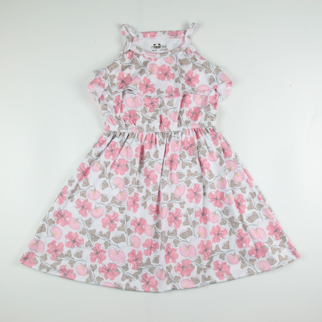 Noonie - Girls Halter Dress (2-16Y) - Kids Outfit for Girls - Butterfly Flowers Ruffle Party Dress