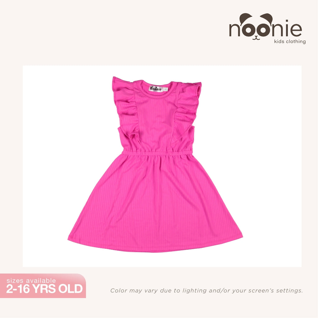 Noonie- Girls Dress (2-16Y) - Kids Dress Outfit for Girls - Ruffled Sleeves -Stretchable