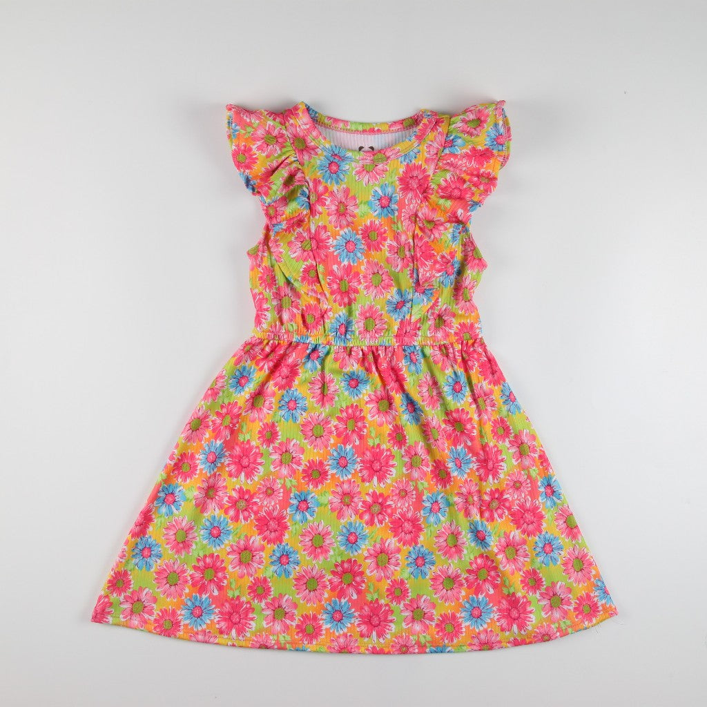 Noonie- Girls Dress (2-16Y) - Kids Dress Outfit for Girls - Ruffled Sleeves -Stretchable
