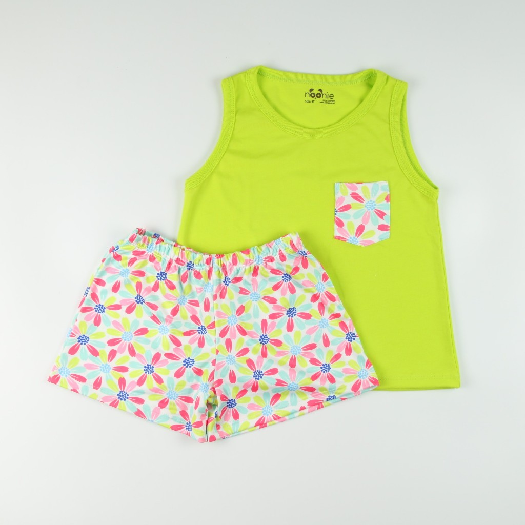 Noonie- Girls Terno (2-16Y) - Cotton Sando Tank & mini Shorts Set - Terno outfit for kids girls