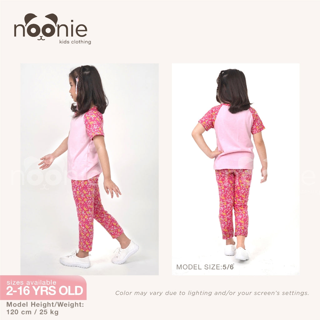 Noonie - Girls Terno (2-16Y) - Cotton Raglan & Pajama Set - Sleepwear Terno outfit for kids girls