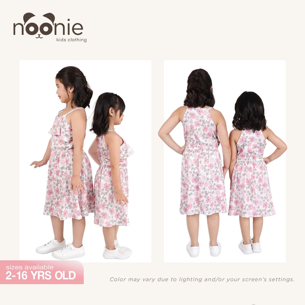 Noonie - Girls Halter Dress (2-16Y) - Kids Outfit for Girls - Butterfly Flowers Ruffle Party Dress