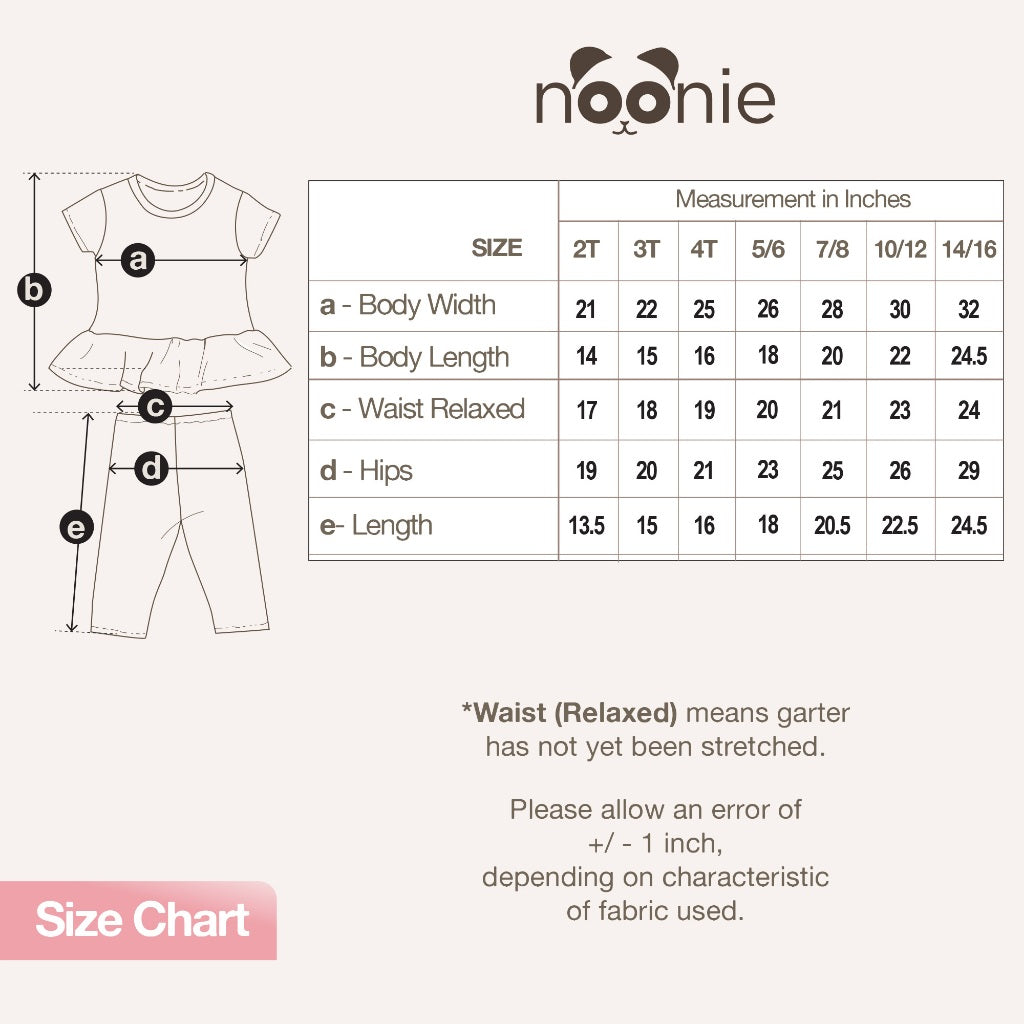 Noonie - Girls Peplum Tokong Set (2-16Y) - Peplum Shirt & Leggings Tokong - Comfortable
