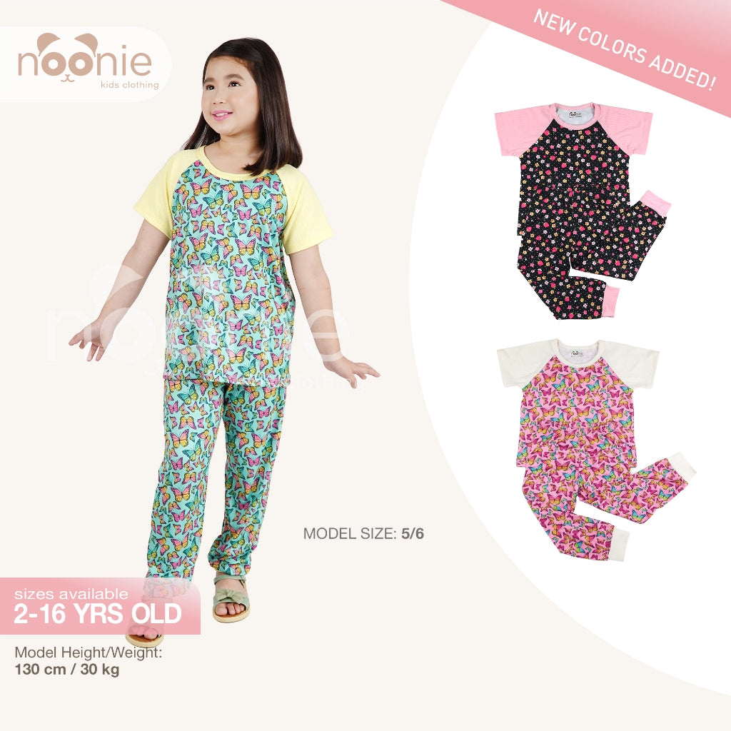 Noonie - Girls Terno (2-16Y) - Sleepwear Set for Kids Girls - Raglan Jogger Pajama - Stretchable