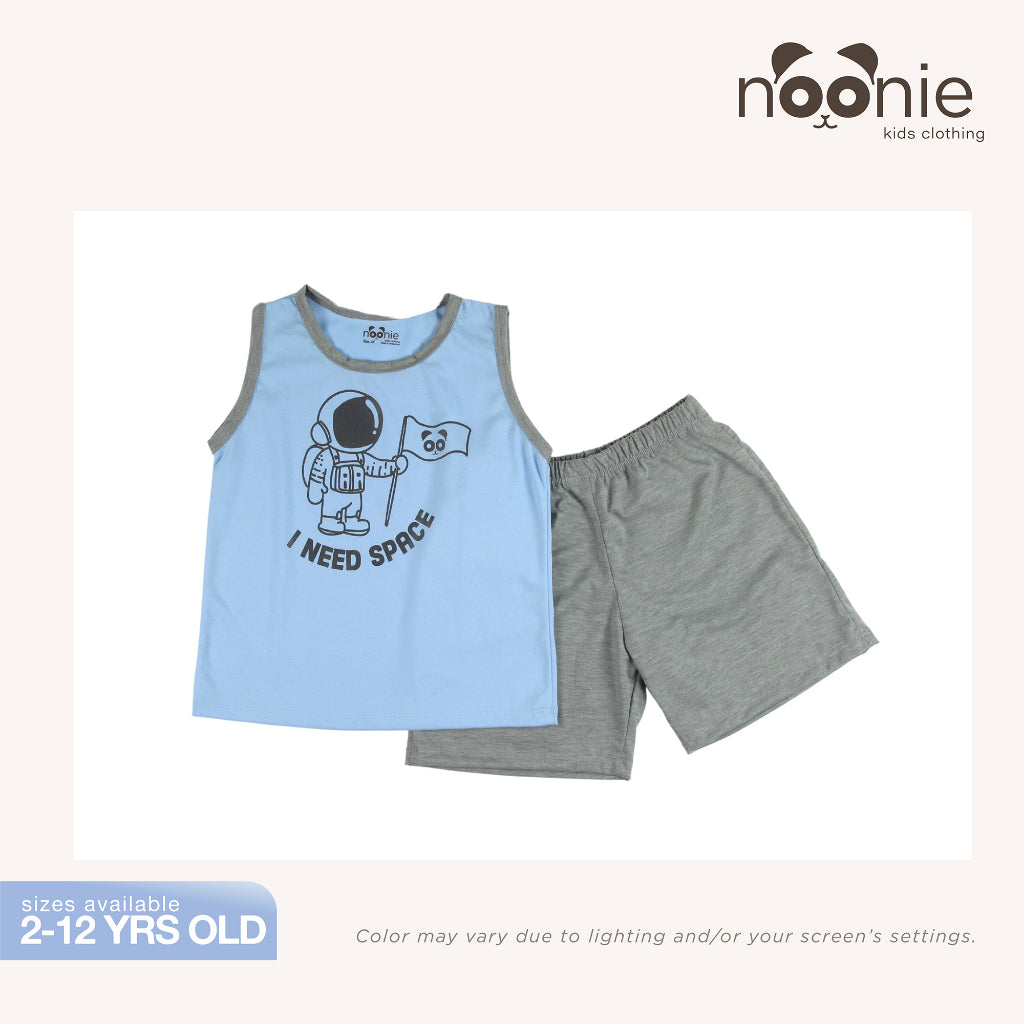 Noonie- Boys Terno (2-12Y) - All Cotton Sando & Shorts Set with Print- Terno for kids boy - Quality
