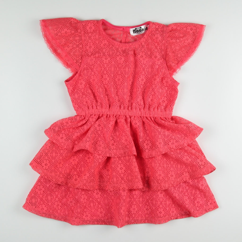 < Clearance >Noonie- Girls Dress (2-12Y)- Butterfly Sleeves w/ Layered Skirt
