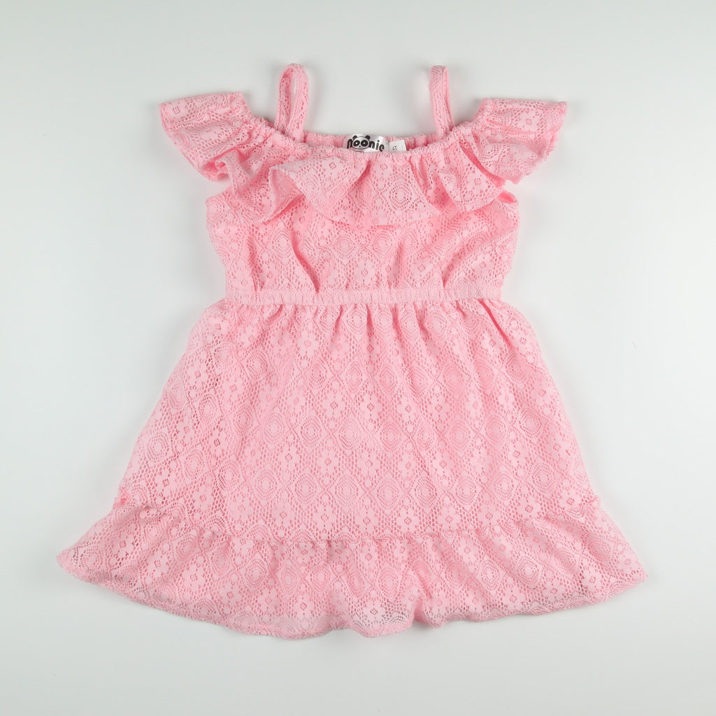 < Clearance >Noonie- Girls Dress (4-16Y) - Off Shoulder and Ruffled Skirt